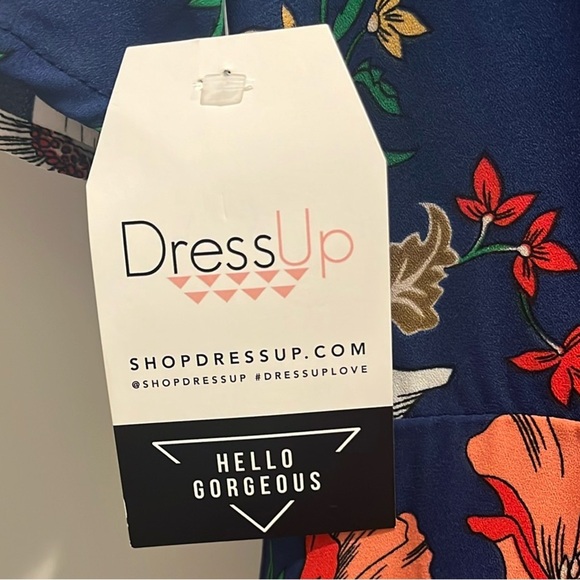 Lush New Medium Floral Navy Cottage Core Jumpsuit with Cut Outs - Picture 9 of 10